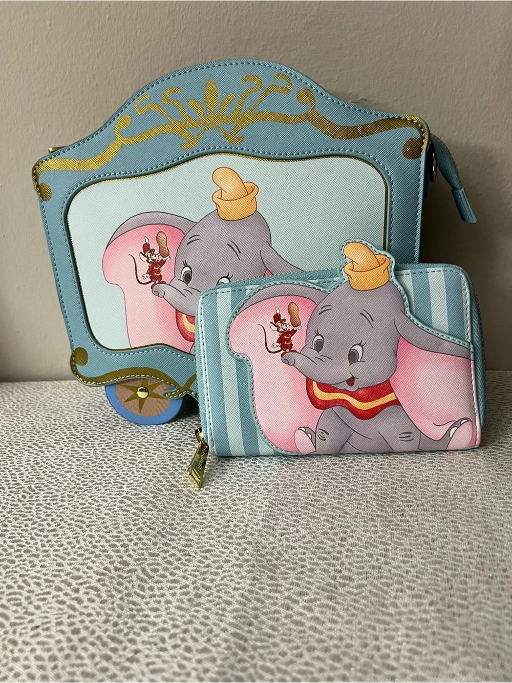 Loungefly 80th Anniversary Dumbo Train Car Crossbody Bag + Zip-Around Wallet